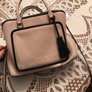 Kate Spade Evangelie Rose Cloud Beige Tassel Satch